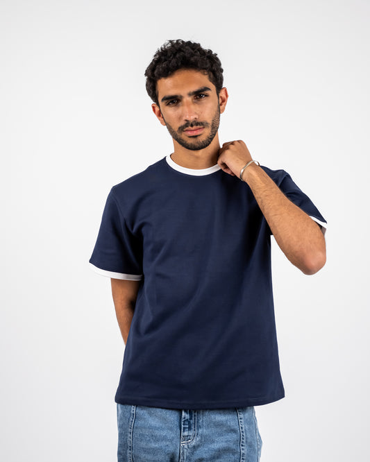 Ringer Navy Blue  T-shirt
