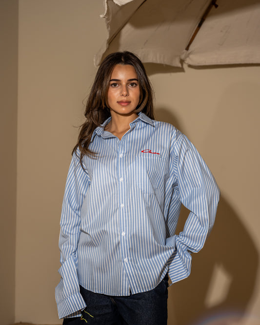 Baby blue  striped shirt  long sleeve (unisex)#2