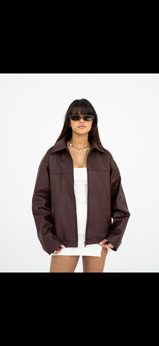 vintage burgandi leather jacket
