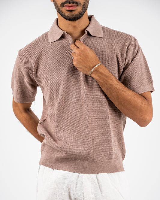 Beigie knit Polo T-shirt